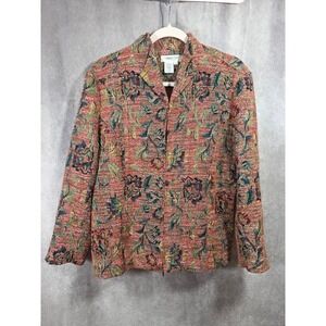Vintage Coldwater Creek Womens Floral Tapestry Full Zip Jacket Size L